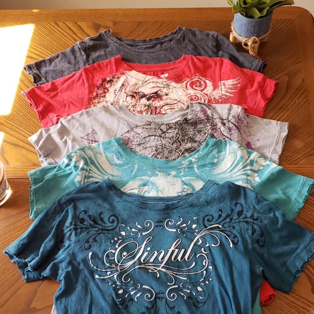Lot of 5 Sinful Women's tee's
